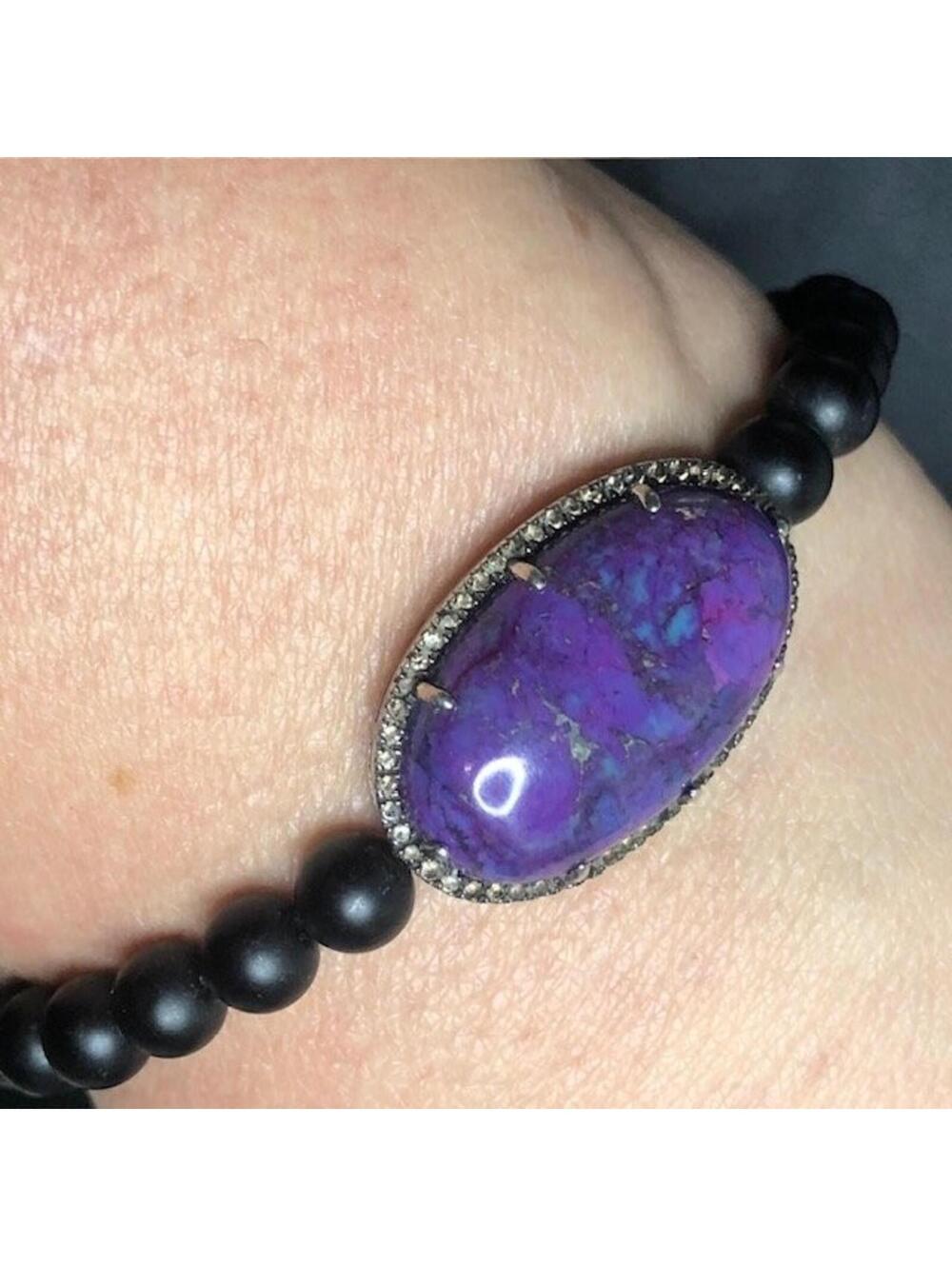 9000 Rarities Carol Brodie Sterling 925 purple mohave Turquoise strch bracelet